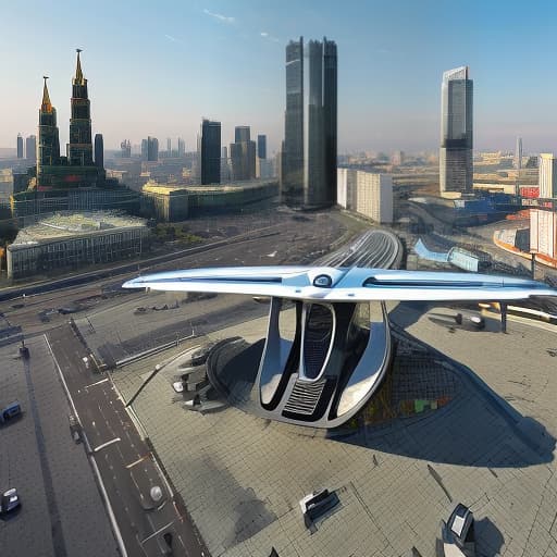 dvarchmodern moscow of the future robots walk the streets and air taxis fly in the air