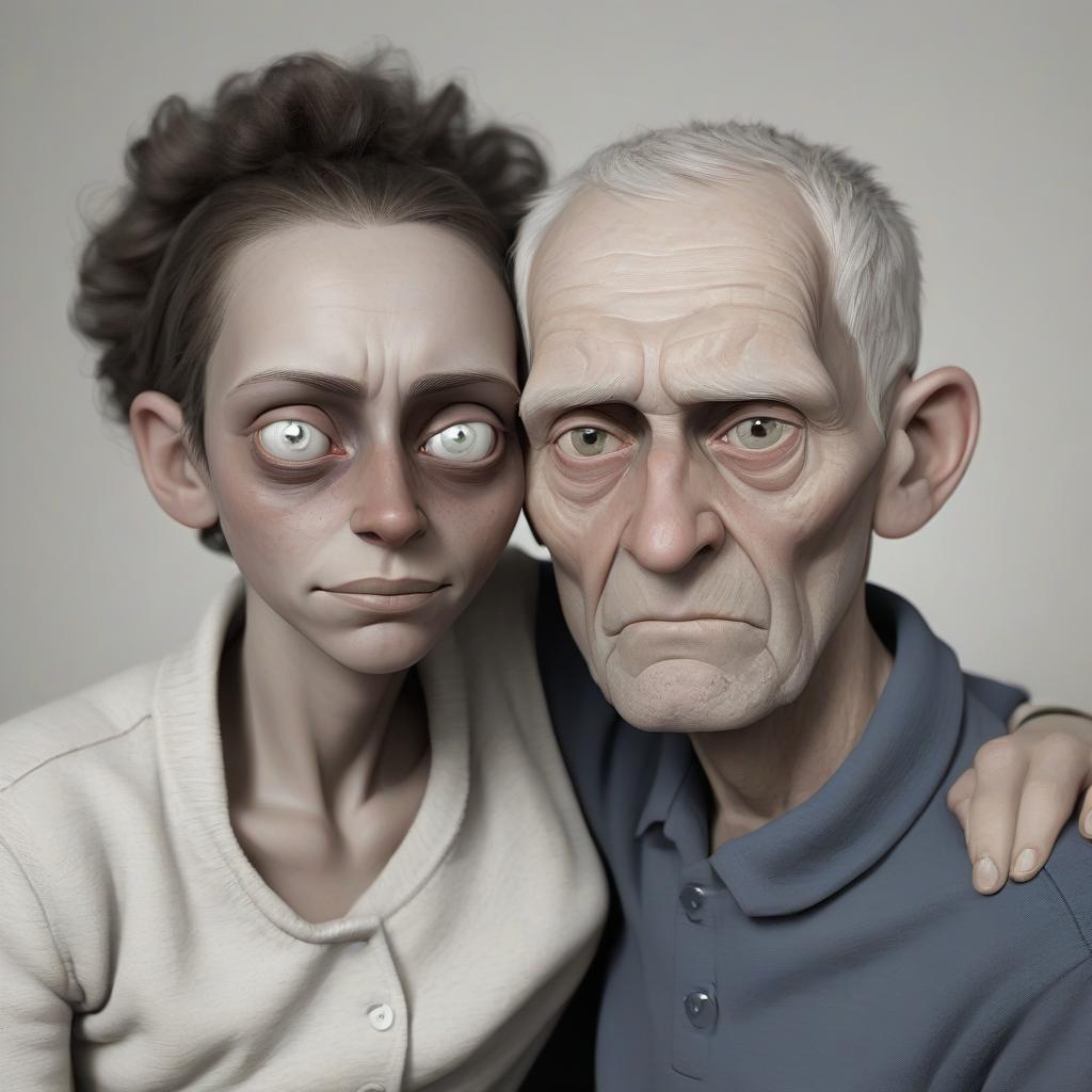  portrait of two people. one is the humanization of the term “care” and the other is the humanization of the term “indifference.”