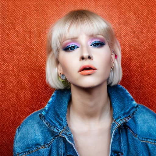 portrait+ style Russian LGBT queer singer blonde female face