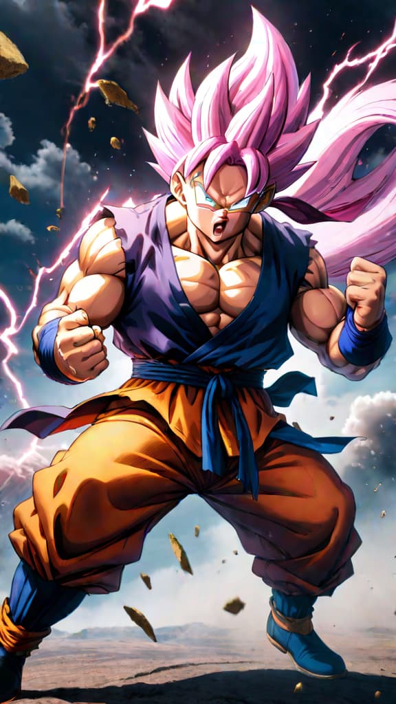  anime art: majin buu vs. goten and trunks, fierce battle with energy blasts and shockwaves. hyperrealistic, full body, detailed clothing, highly detailed, cinematic lighting, stunningly beautiful, intricate, sharp focus, f/1. 8, 85mm, (centered image composition), (professionally color graded), ((bright soft diffused light)), volumetric fog, trending on instagram, trending on tumblr, HDR 4K, 8K