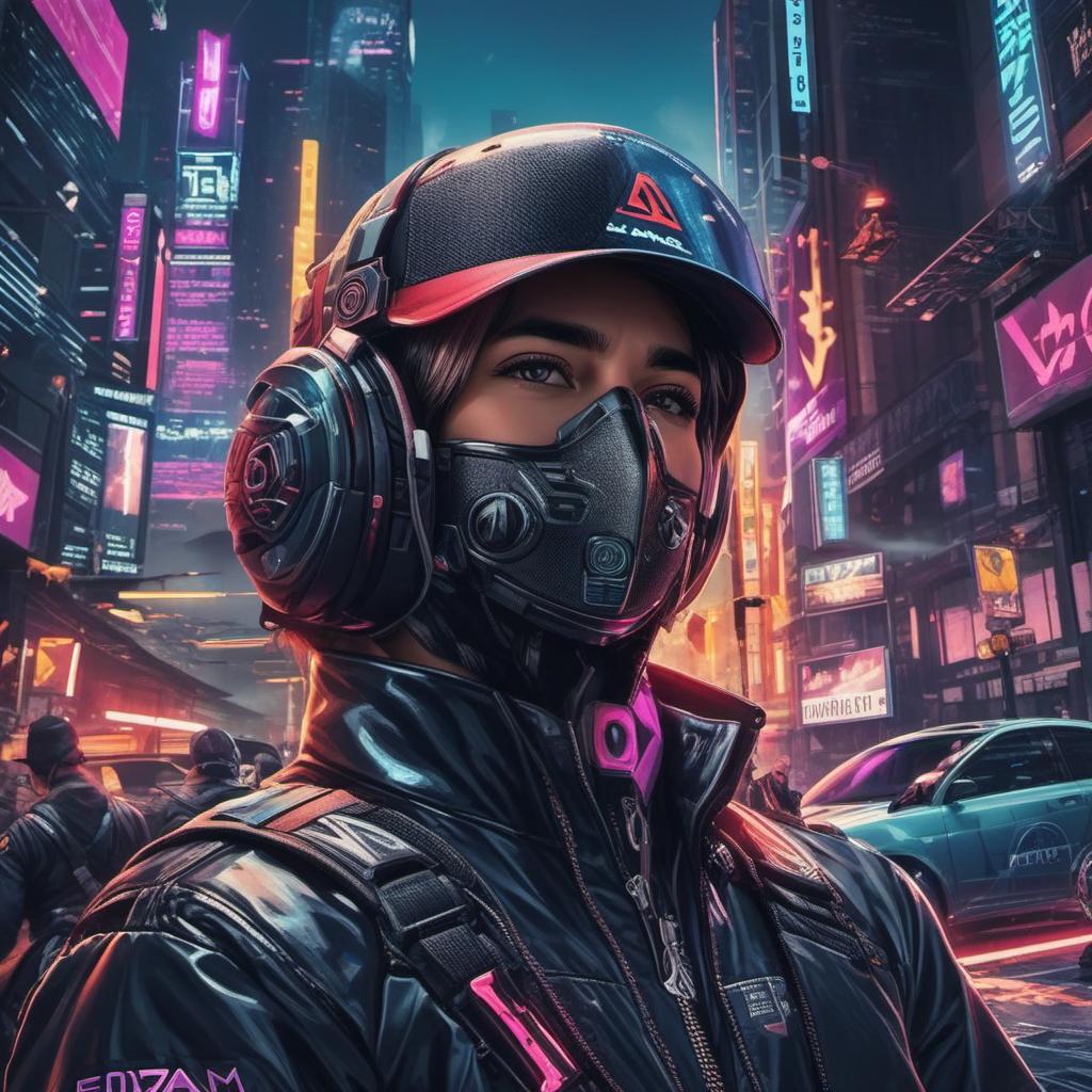  make a profile picture that says epicvideo🎯, cyberpunk style