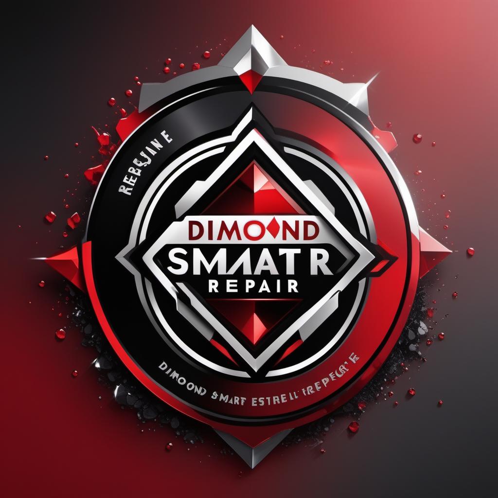  Design a logo for a company named 'Diamond Smart Repair'. The logo should include a prominently featured shining diamond and clearly reflect the business focus on car spray painting. Use a modern and sleek design with a red and black color scheme. Incorporate elements such as spray painting tools or paint spray effects to emphasize the car spray business aspect. Use the correct spelling of the word 'repair' in the logo. Create multiple variations to explore different styles. hyperrealistic, full body, detailed clothing, highly detailed, cinematic lighting, stunningly beautiful, intricate, sharp focus, f/1. 8, 85mm, (centered image composition), (professionally color graded), ((bright soft diffused light)), volumetric fog, trending on instagram, trending on tumblr, HDR 4K, 8K