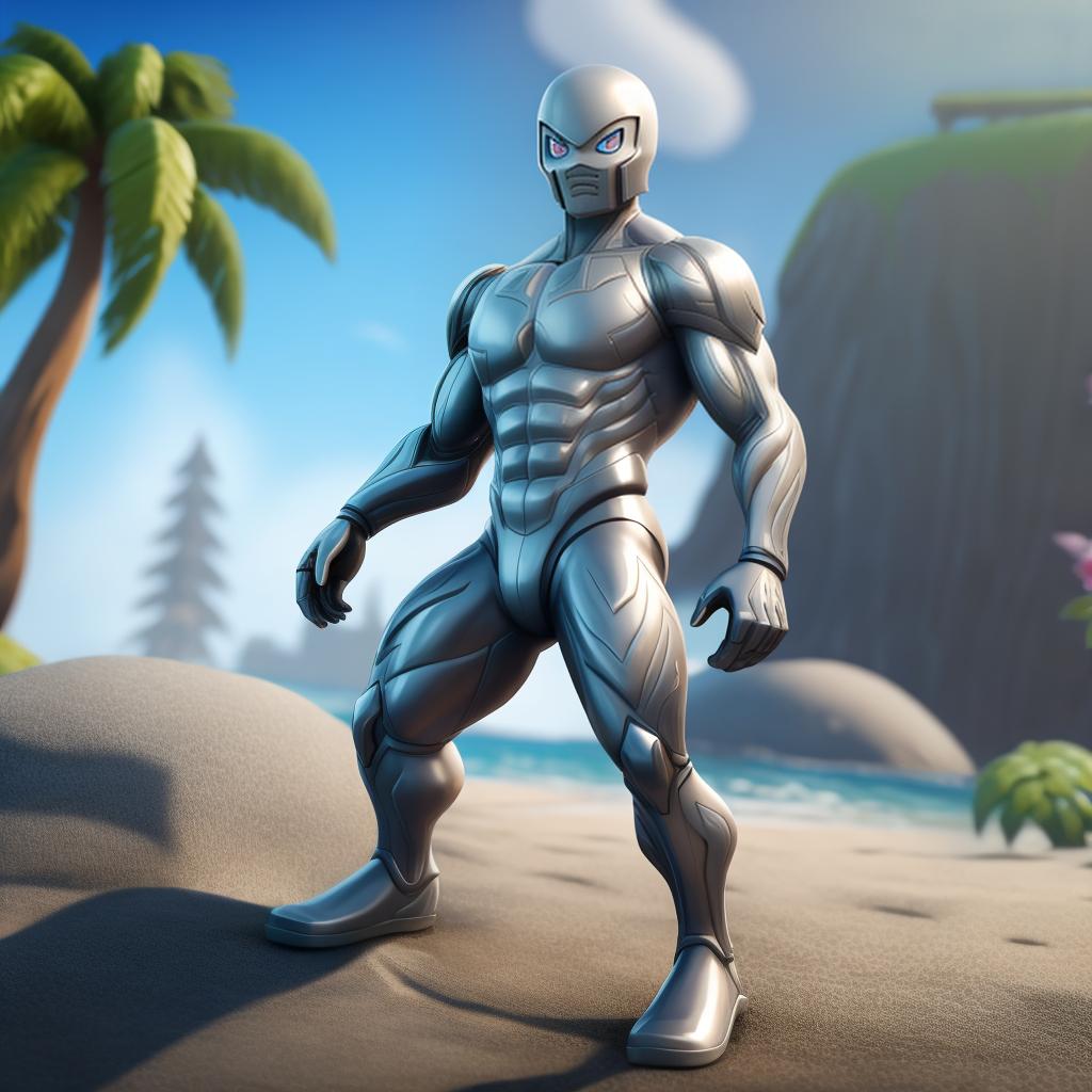  Silver surfer (fortnite), full body, open eyes, masterpiece, 4k, fine details,