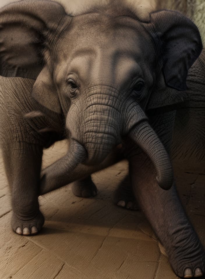  baby elephant , hq, hightly detailed, 4k