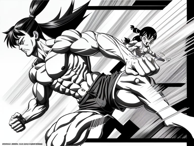  a muscular man with an open torso and wearing tight shorts., (manga style, yusuke murata, satoshi kon, ken sugimori, hiromu arakawa), pencil drawing, (b&w:1.2), low detail, sketch, concept art, anime style, line art, webtoon, manhua, chalk, hand drawn, defined lines, simple shades, simplistic, manga page, minimalistic, high contrast, precision artwork, linear compositions, scalable artwork, digital art, high contrast shadows