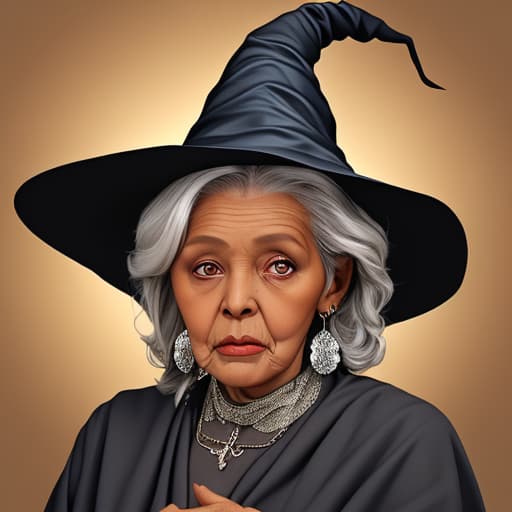  Witch ,Old woman , brown skin color