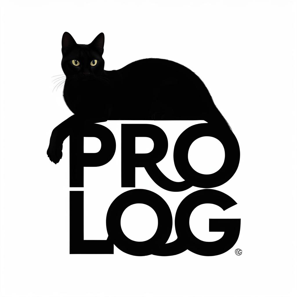  breathtaking a black cat sits on a logo of letters . award winning, professional, highly detailed, civitai