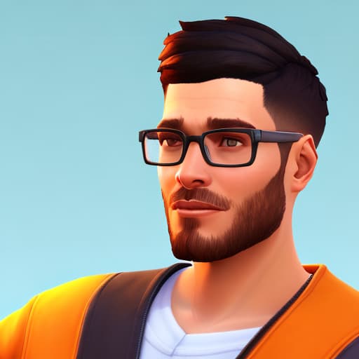 portrait+ style Sims 4 queer brunette hunk dude face