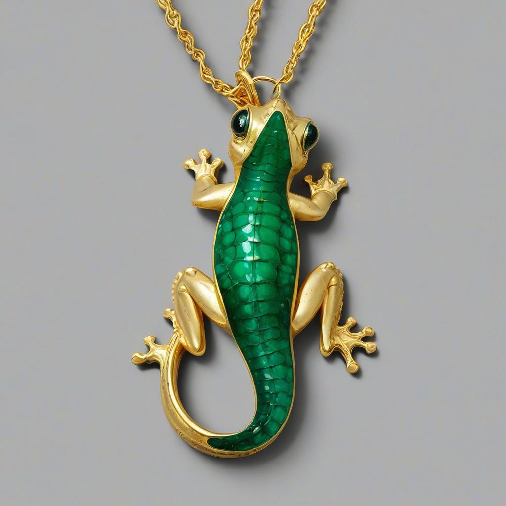  emerald salamander keychain in the form of a salamander in a gold setting on a gold chain, work of art, 64k