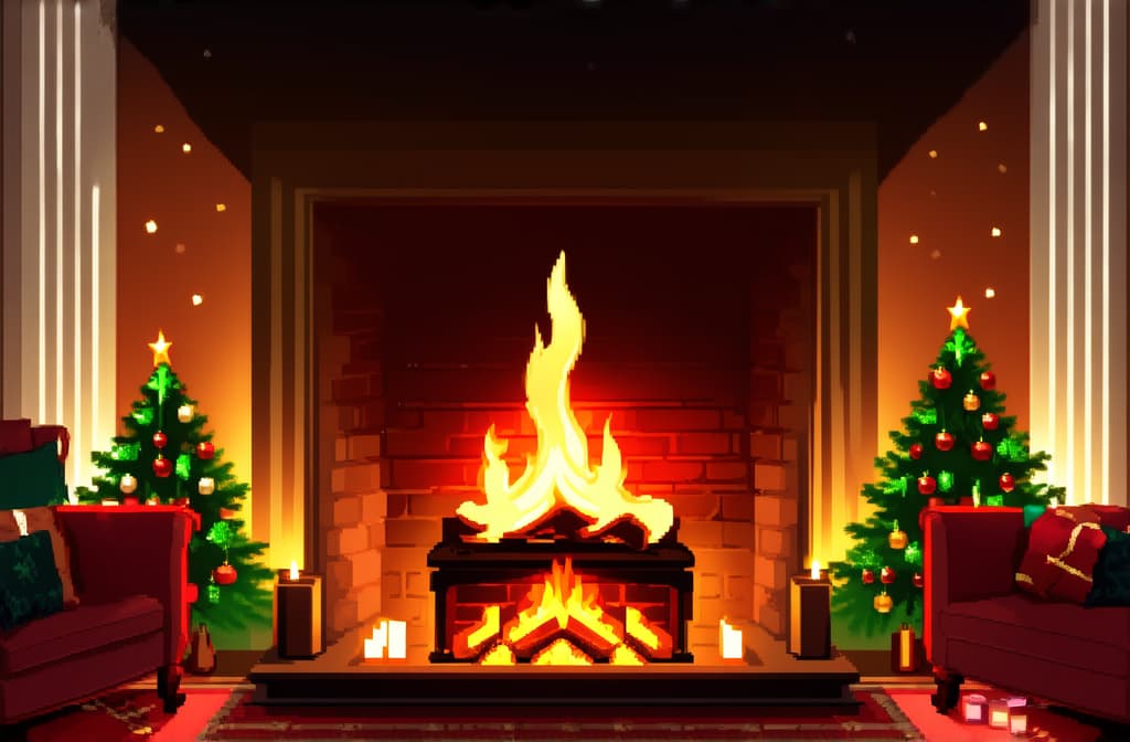  flat illustration, flaticon, (illustration:1.15), new year's fireplace ar 3:2, [cory loftis, strobist, pascal campion :: 0.2]