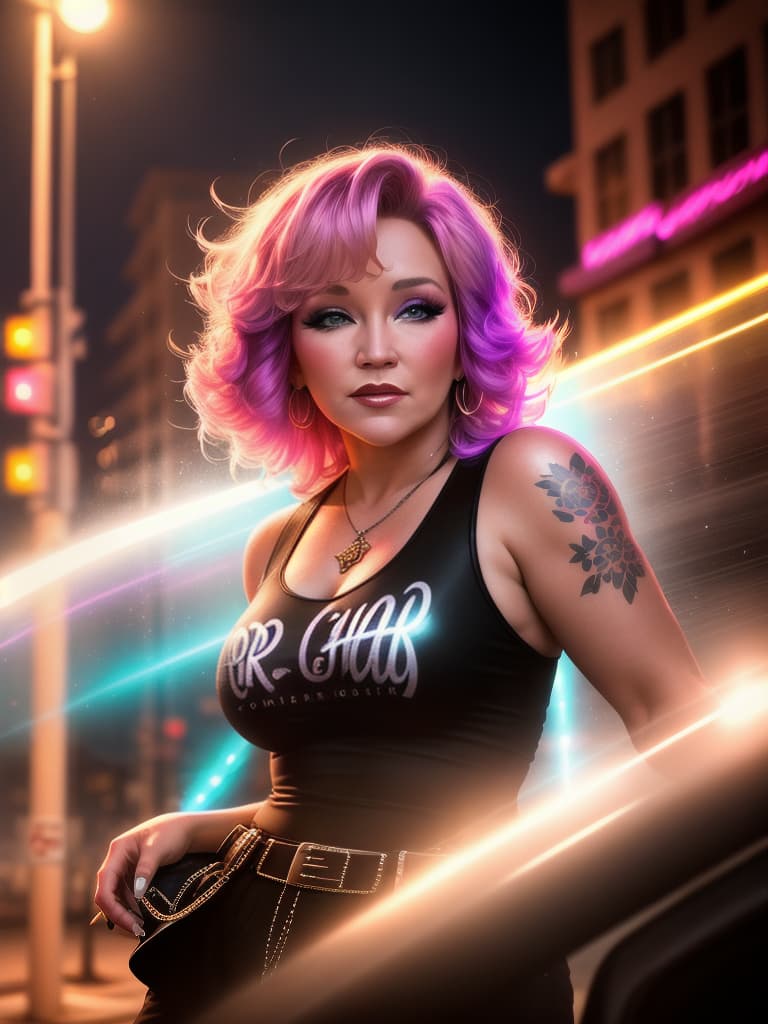  A younger country singer Tanya Tucker, medium shot, upper body, spotlight, long exposure lighting, street art style spray paint, glamour lighting