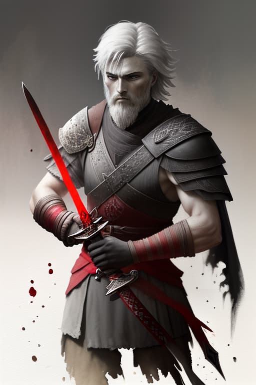  ancient rus, ashes, hero with a sword. everything is painted with brush and paints, watercolor, blur, smooth shadows. gloomy, many shadows, black, red, gray, ash, white.