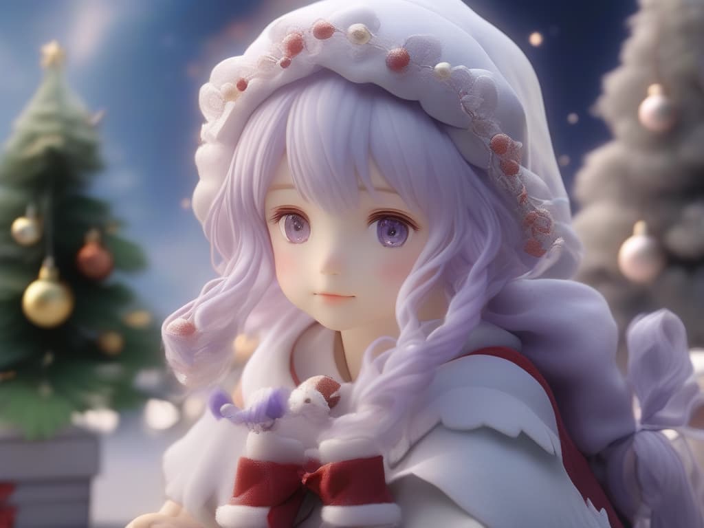  cute boy, santa cosplay, lavender hair, eyes black, christmas, masterpiece, best quality,8k,ultra detailed,high resolution,an extremely delicate and beautiful,hyper detail