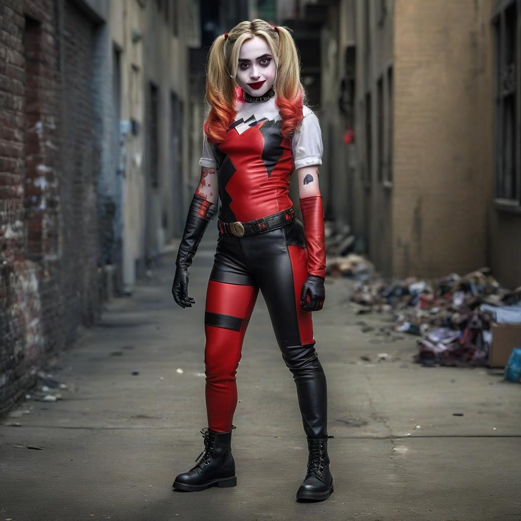  hdr photo of sabrina carpenter in the canonical comic costume of harley quinn . high dynamic range, vivid, rich details, clear shadows and highlights, realistic, intense, enhanced contrast, highly detailed