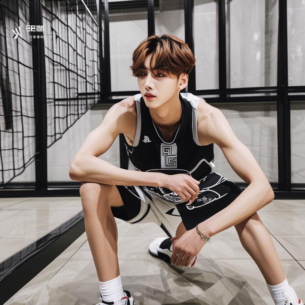  masterpiece, best quality,Cai Xukun plays basketball