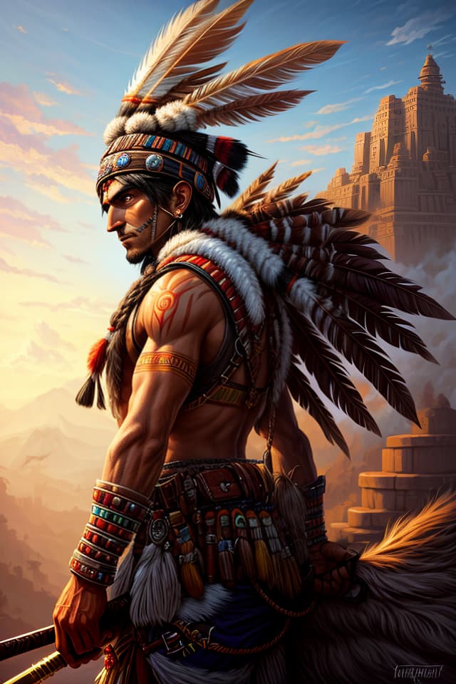  a native indian warrior , cyril rolando, hq, hightly detailed, 4k