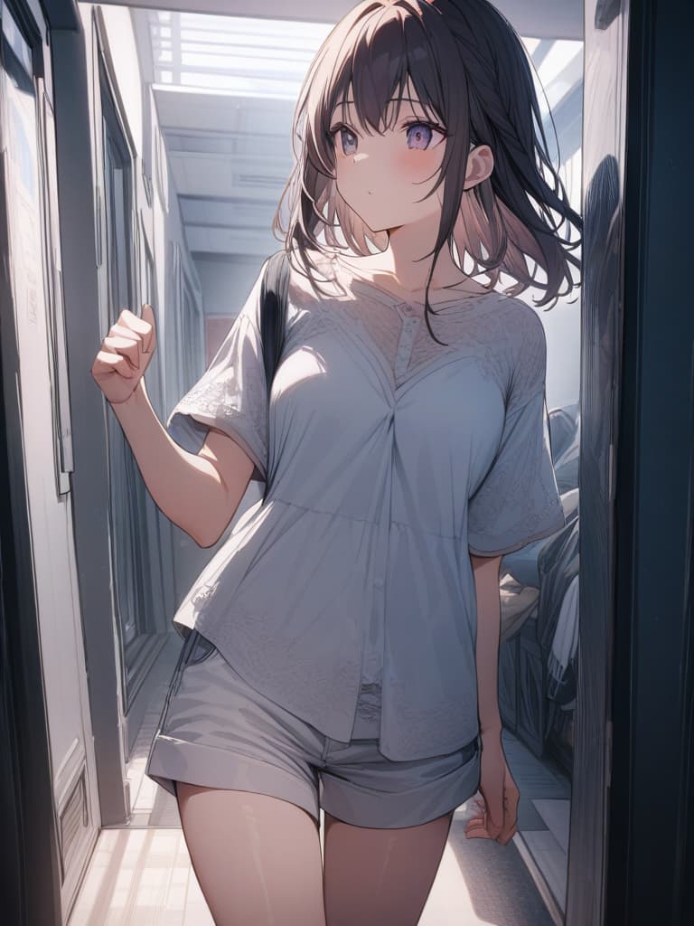  running in the hallway, high school girl, masterpiece, best quality,8k,ultra detailed,high resolution,an extremely delicate and beautiful,hyper detail