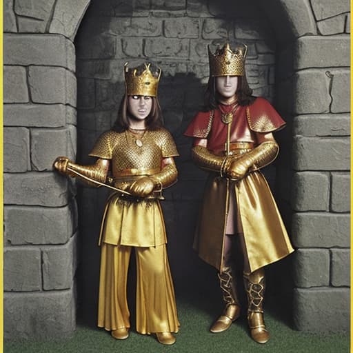  1970s dark fantasy 2 knights on a quest to retrive gold from the dragons castle