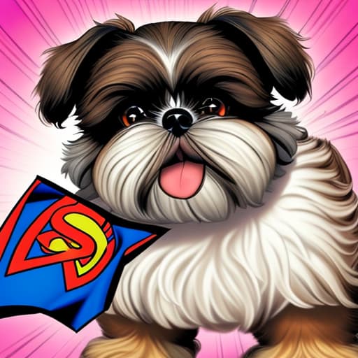  Shih tzu , brown , superhero