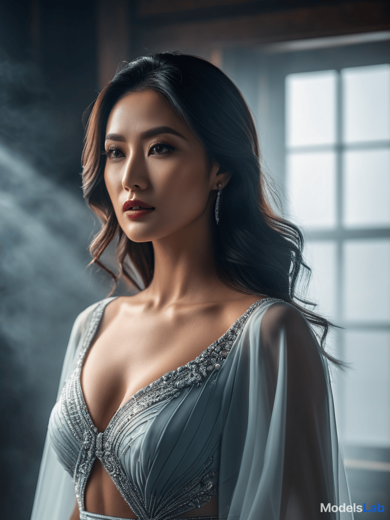  超逼真亚洲美女人像 ，穿着暴露 hyperrealistic, full body, detailed clothing, highly detailed, cinematic lighting, stunningly beautiful, intricate, sharp focus, f/1. 8, 85mm, (centered image composition), (professionally color graded), ((bright soft diffused light)), volumetric fog, trending on instagram, trending on tumblr, HDR 4K, 8K