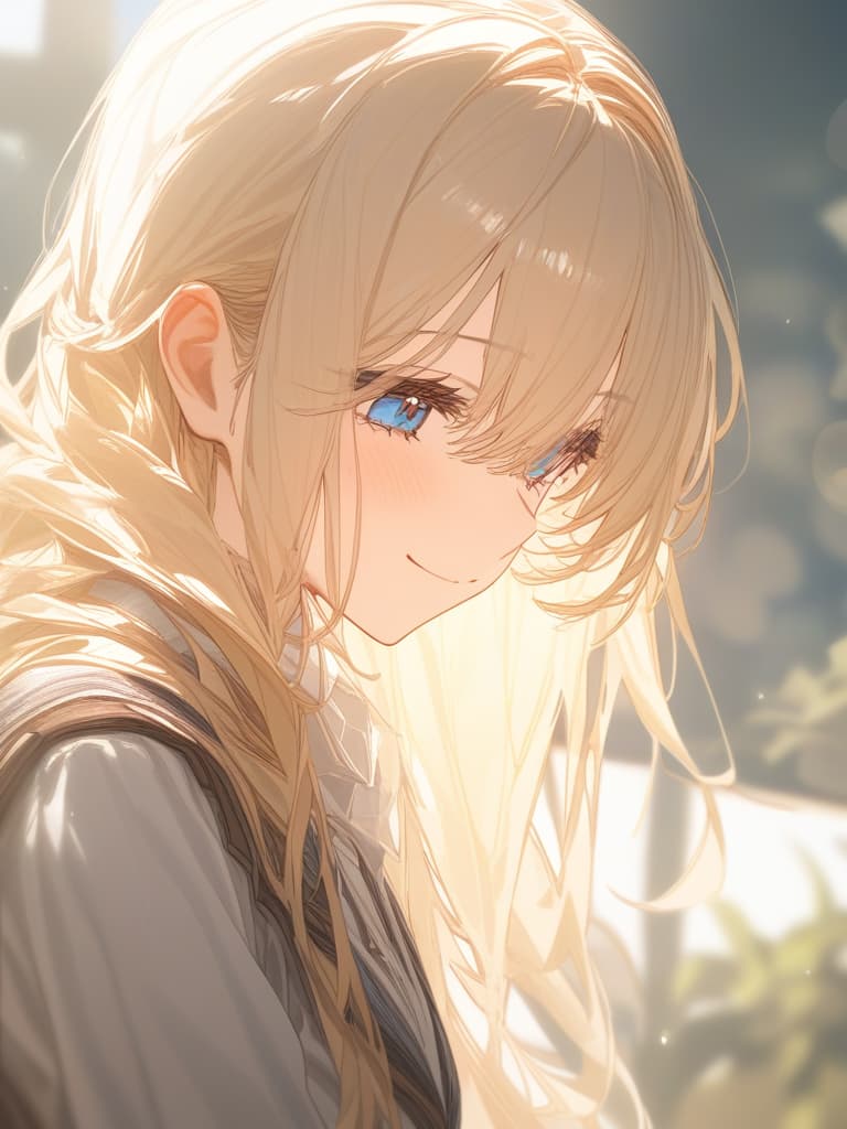  blond, blue eyes, smiling, white clothes, masterpiece, best quality,8k,ultra detailed,high resolution,an extremely delicate and beautiful,hyper detail