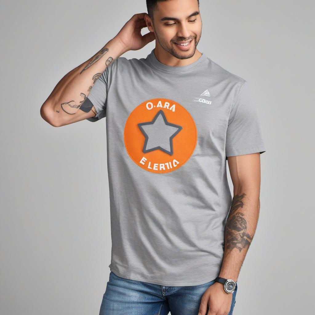  "create a short sleeved work shirt for 'o cara da elétrica' in orange, white, and gray with subtle electrical icons and the company name on the back.", profile image style