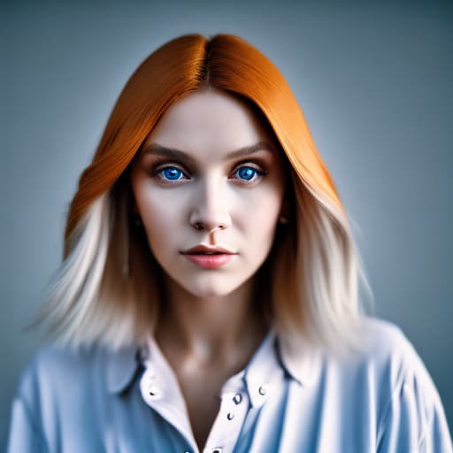 portrait+ style Russian queer TV actress blonde female face