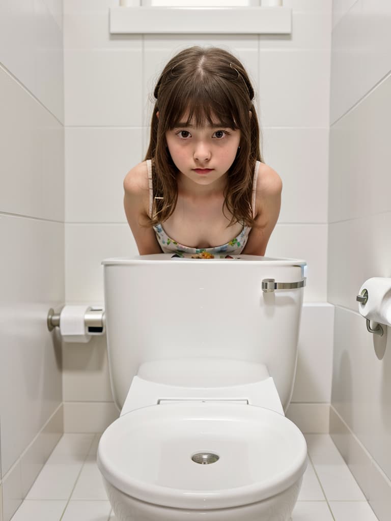  girl in poo, first grader, toilet, masterpiece, best quality,8k,ultra detailed,high resolution,an extremely delicate and beautiful,hyper detail