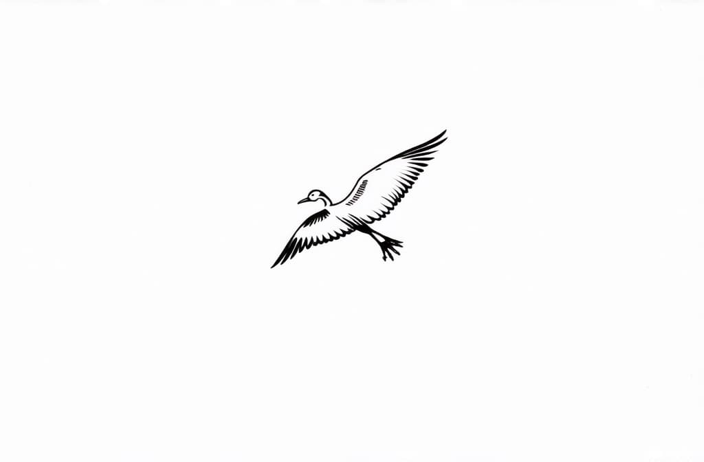  contour, very simple image in one unbroken black ink line, single line of stork flying in sky, engraving illustration, icon isolated on white background ar 3:2 using a single continuous black line ink brushon white background, drawing should be created without lifting the pen, recognizable features of stork flying in sky, engraving illustration, icon isolated on white background ar 3:2 in one unbroken line