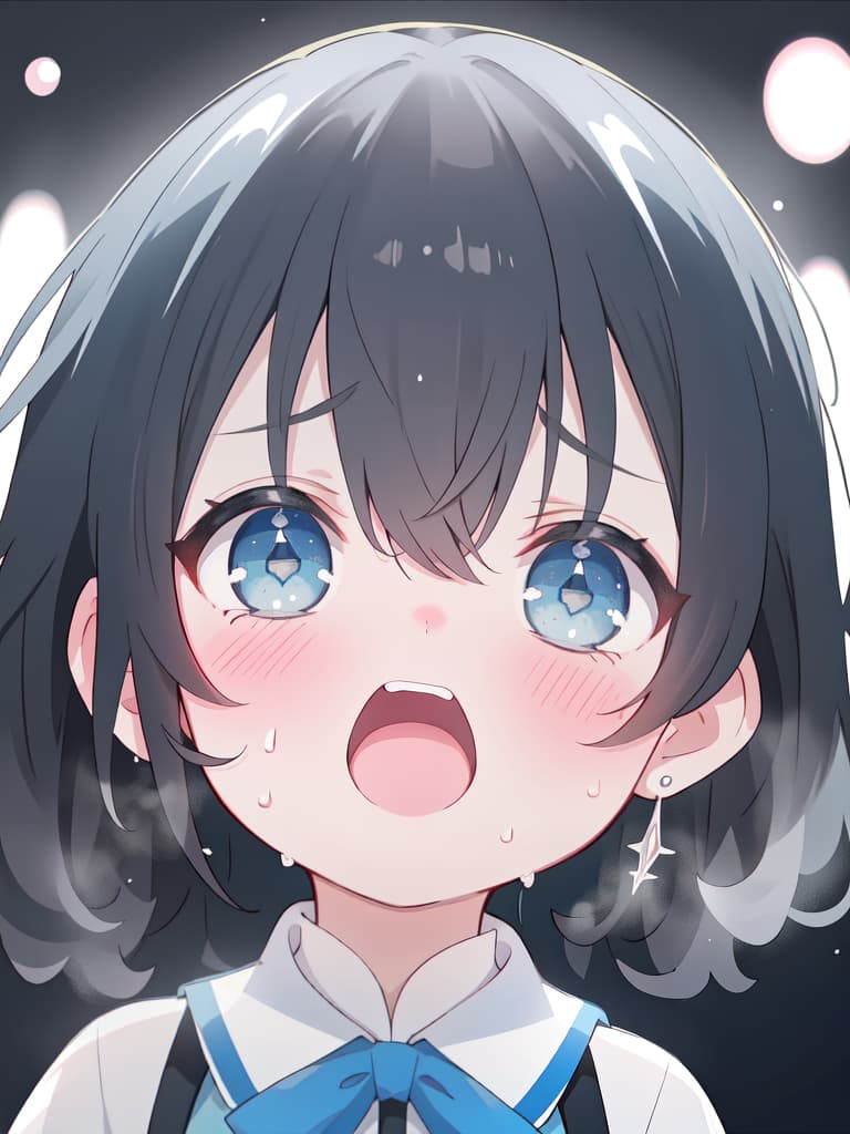  surprised girl, open the mouth, a lot of sweat, face up, from diagonal, masterpiece, best quality,8k,ultra detailed,high resolution,an extremely delicate and beautiful,hyper detail