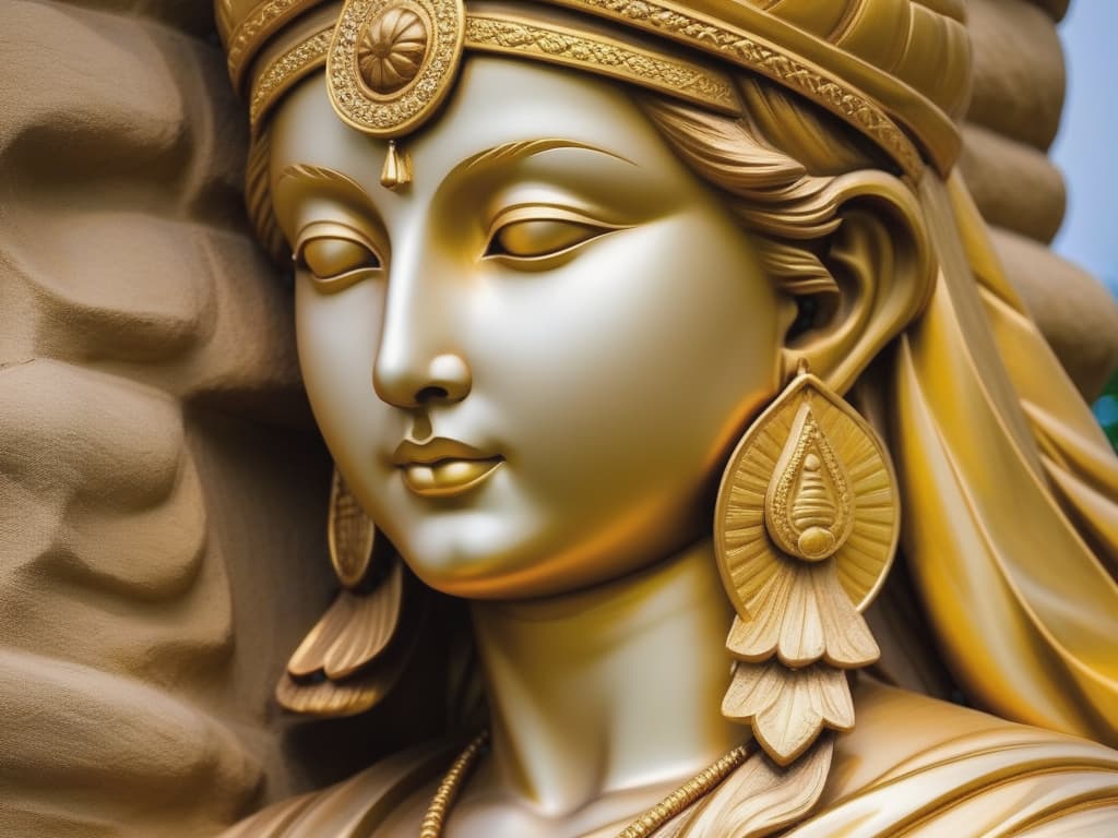  beautiful close up of a statue, serene expression