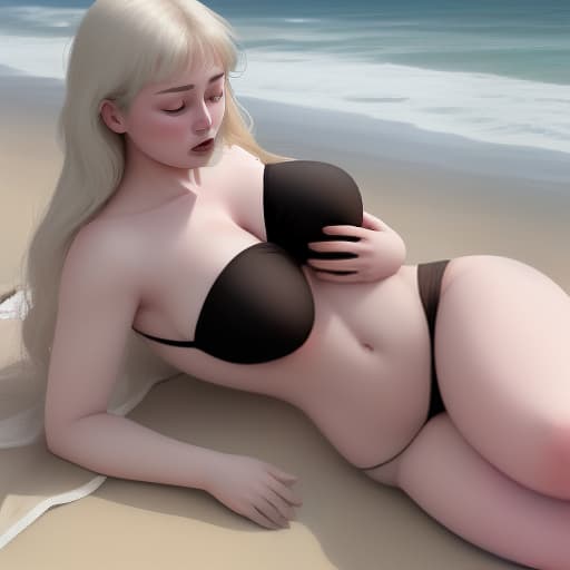  a thin pale woman fainted on the beach and fainted in the arms of a fat woman.