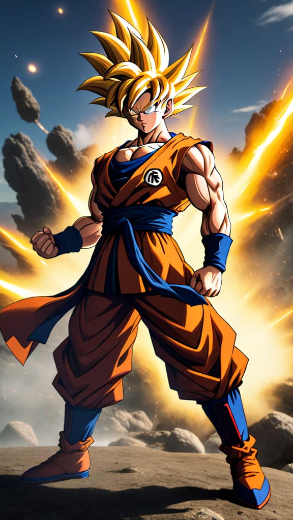  anime art: goku from dragon ball mastering namekian techniques like special beam cannon and healing. hyperrealistic, full body, detailed clothing, highly detailed, cinematic lighting, stunningly beautiful, intricate, sharp focus, f/1. 8, 85mm, (centered image composition), (professionally color graded), ((bright soft diffused light)), volumetric fog, trending on instagram, trending on tumblr, HDR 4K, 8K