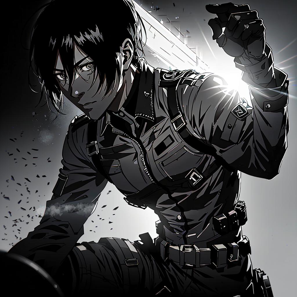  a soldier with a military uniform and a vertical maneuvering device, in the gritty and realistic style of hajime isayama, with detailed textures and dramatic shadows. hyperrealistic, full body, detailed clothing, highly detailed, cinematic lighting, stunningly beautiful, intricate, sharp focus, f/1. 8, 85mm, (centered image composition), (professionally color graded), ((bright soft diffused light)), volumetric fog, trending on instagram, trending on tumblr, HDR 4K, 8K