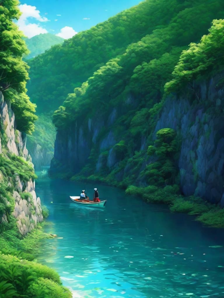  ultra realistic anime cute in river 