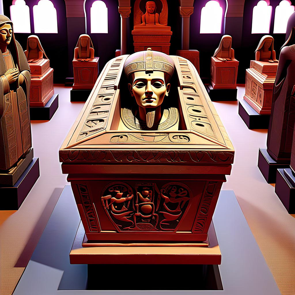  sarcophagus a kind of traditional coffin used for the burial of the nobility and usually left on the surface of the earth in specially designated rooms