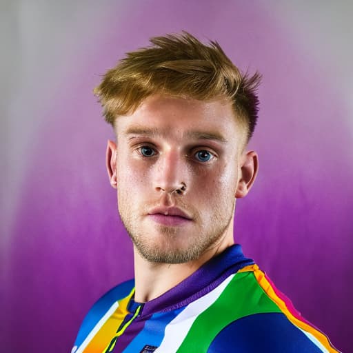 portrait+ style British LGBT queer rugby player blonde hunk dude face