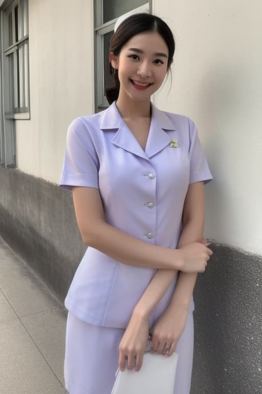  students and teachers at school, thai nurse,nurse,white dress advertising photo,high quality, good proportion, masterpiece , the image is captured with an 8k camera