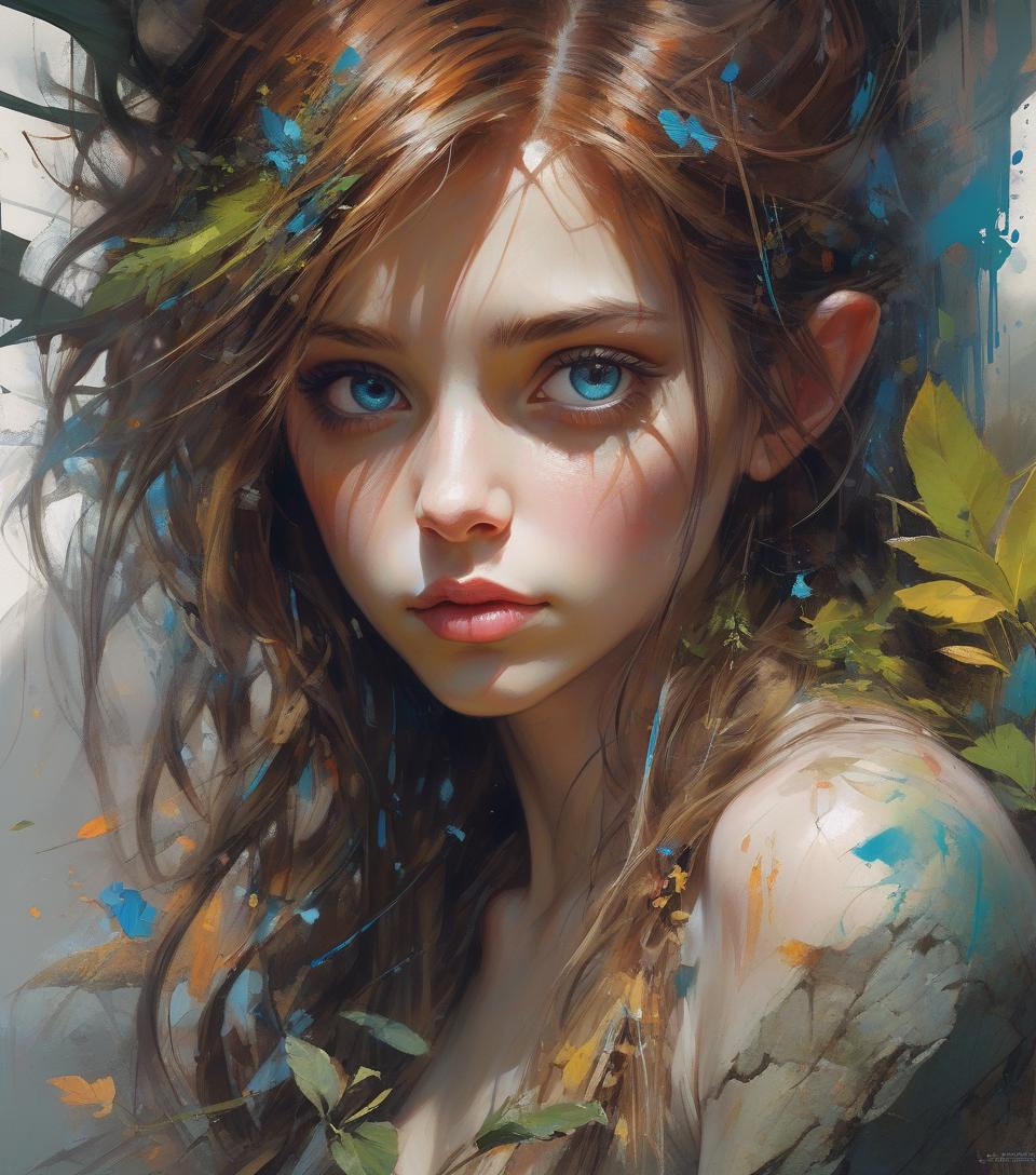  masterpiece artwork, realistic surreal, perfect and dynamic digital painting, a young leaning against a rock, perfect eyes, messy mid length hair, multi layered ilration, carne griffiths, brian froud, luis rostyle, michael garmash, lilia alvarado and russ mills, incredibly detailed and stunningly beautiful, perfectly detailed eyes, symmetrical facial features, perfectly proportioned face, vivid paint colors, imposing, trending on artstation, concept art, soft and sharp focus, ilration, painted lighting, complex and volumetric, cheerful, sharp focus, ultra detailed, in the style of danielle gerhartz and karen griffiths