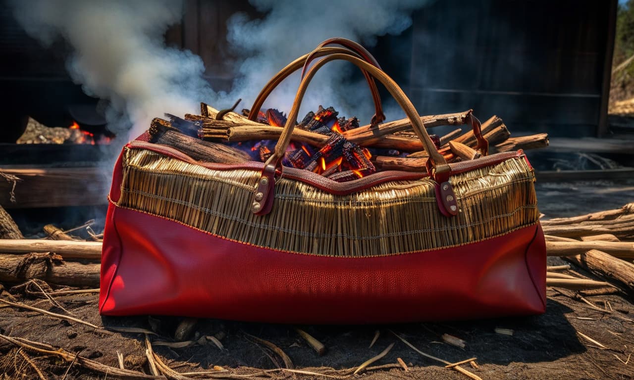  hdr photo of burn wood, bags, fire, red tone . high dynamic range, vivid, rich details, clear shadows and highlights, realistic, intense, enhanced contrast, highly detailed hyperrealistic, full body, detailed clothing, highly detailed, cinematic lighting, stunningly beautiful, intricate, sharp focus, f/1. 8, 85mm, (centered image composition), (professionally color graded), ((bright soft diffused light)), volumetric fog, trending on instagram, trending on tumblr, HDR 4K, 8K