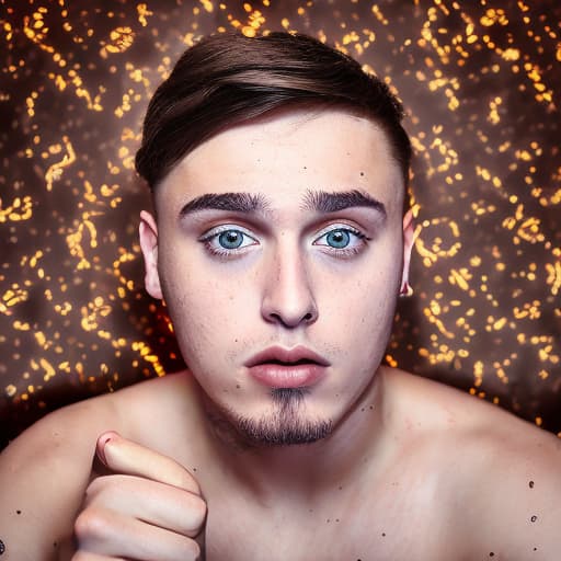 portrait+ style Russian queer YouTube personality brunette hunk dude face