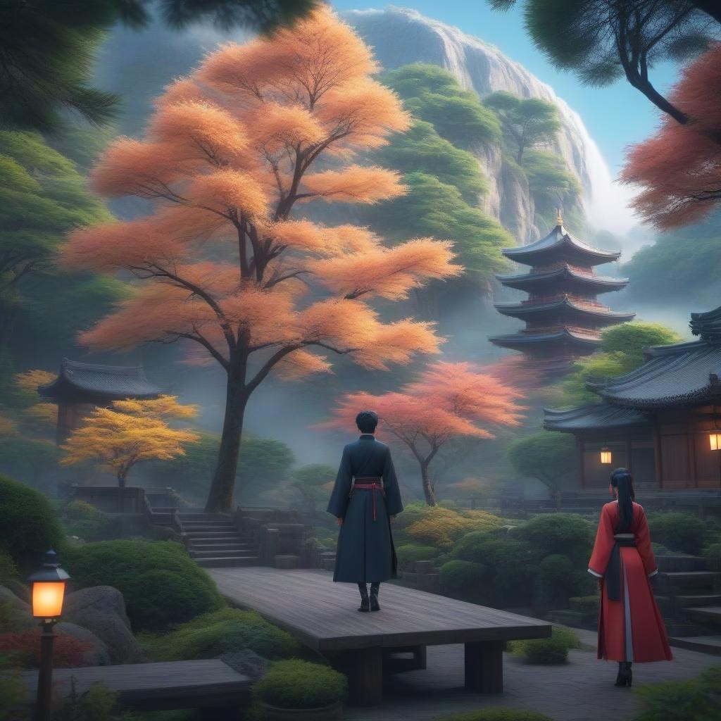  Anime-style landscape hyperrealistic, full body, detailed clothing, highly detailed, cinematic lighting, stunningly beautiful, intricate, sharp focus, f/1. 8, 85mm, (centered image composition), (professionally color graded), ((bright soft diffused light)), volumetric fog, trending on instagram, trending on tumblr, HDR 4K, 8K