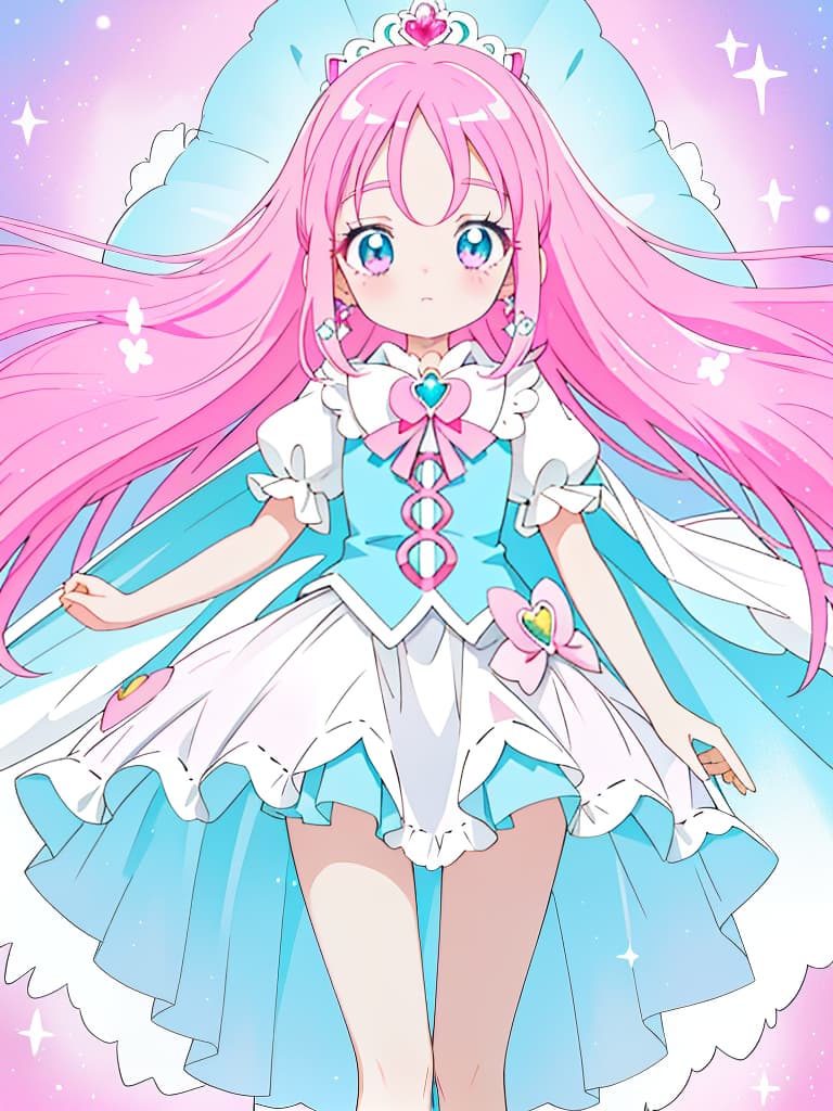  precure, clothes, pink, light blue, masterpiece, best quality,8k,ultra detailed,high resolution,an extremely delicate and beautiful,hyper detail