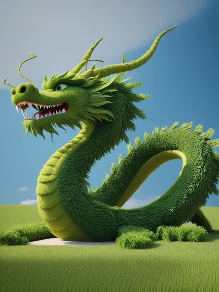  a giant chinese dragon made of grass