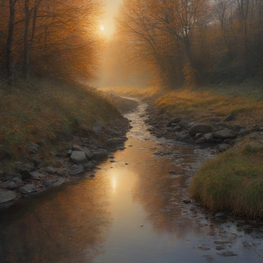  an autumn dawn on a small river.