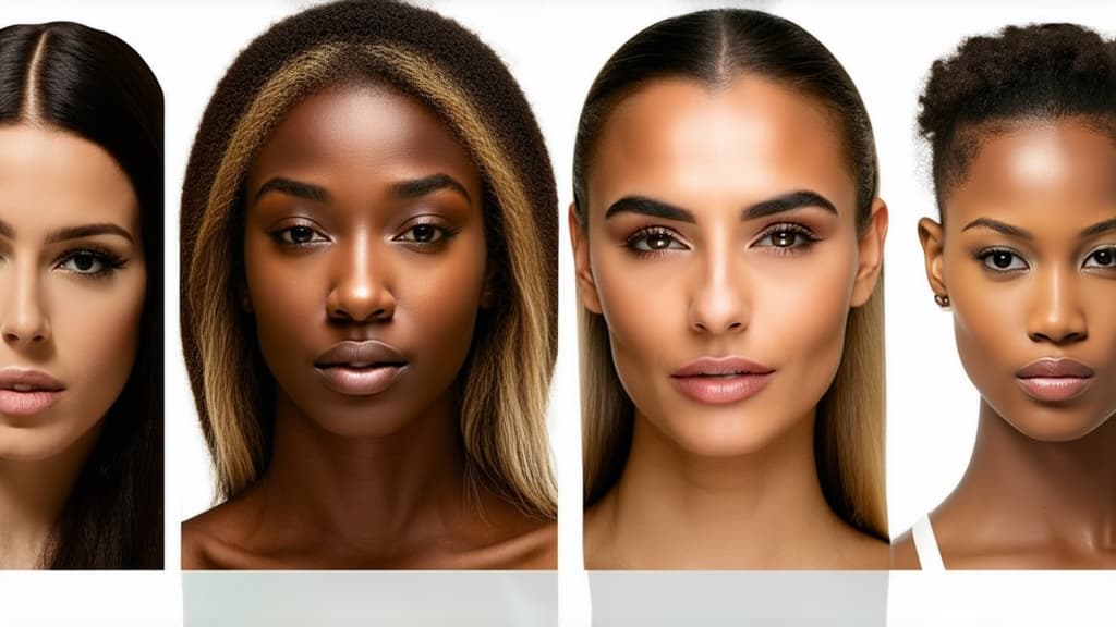  different beauty. set of different female heads on light background. different races and nationalities. ar 16:9, (natural skin texture), highly detailed face, depth of field, hyperrealism, soft light, muted colors