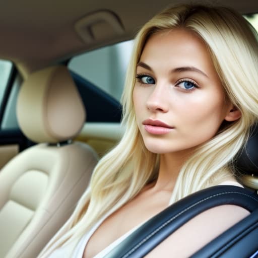  Blonde woman in a car