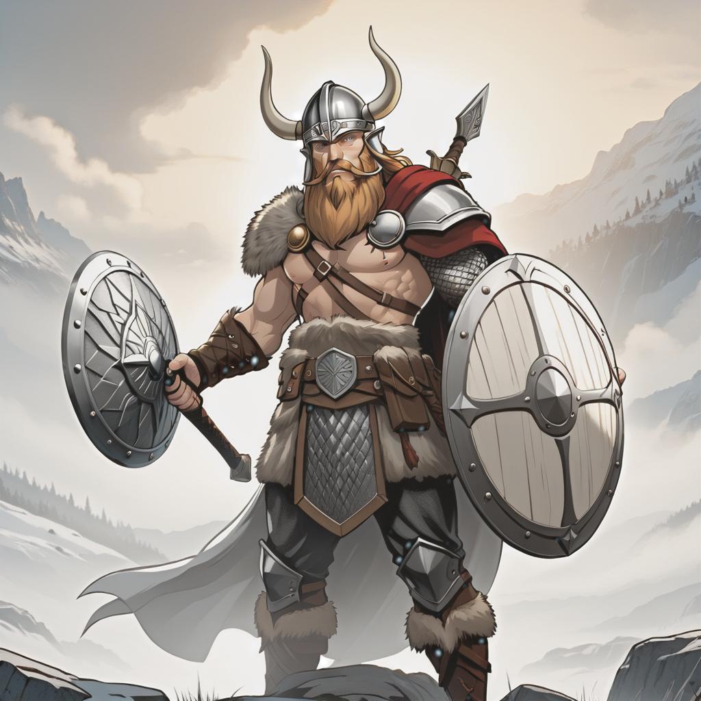  line art drawing young viking with sword and shield, anime style . professional, sleek, modern, minimalist, graphic, line art, vector graphics hyperrealistic, full body, detailed clothing, highly detailed, cinematic lighting, stunningly beautiful, intricate, sharp focus, f/1. 8, 85mm, (centered image composition), (professionally color graded), ((bright soft diffused light)), volumetric fog, trending on instagram, trending on tumblr, HDR 4K, 8K