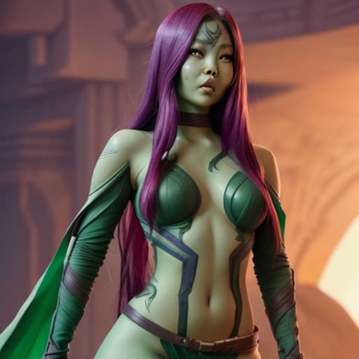  Jennie Kim as Gamora, full body, Ultra detailed body and face, Gentle face, Hot body, real girl, Small and gentle body, Natural face