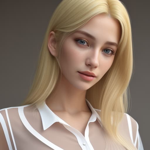  Blonde Woman with a transparent shirt realistic 8k